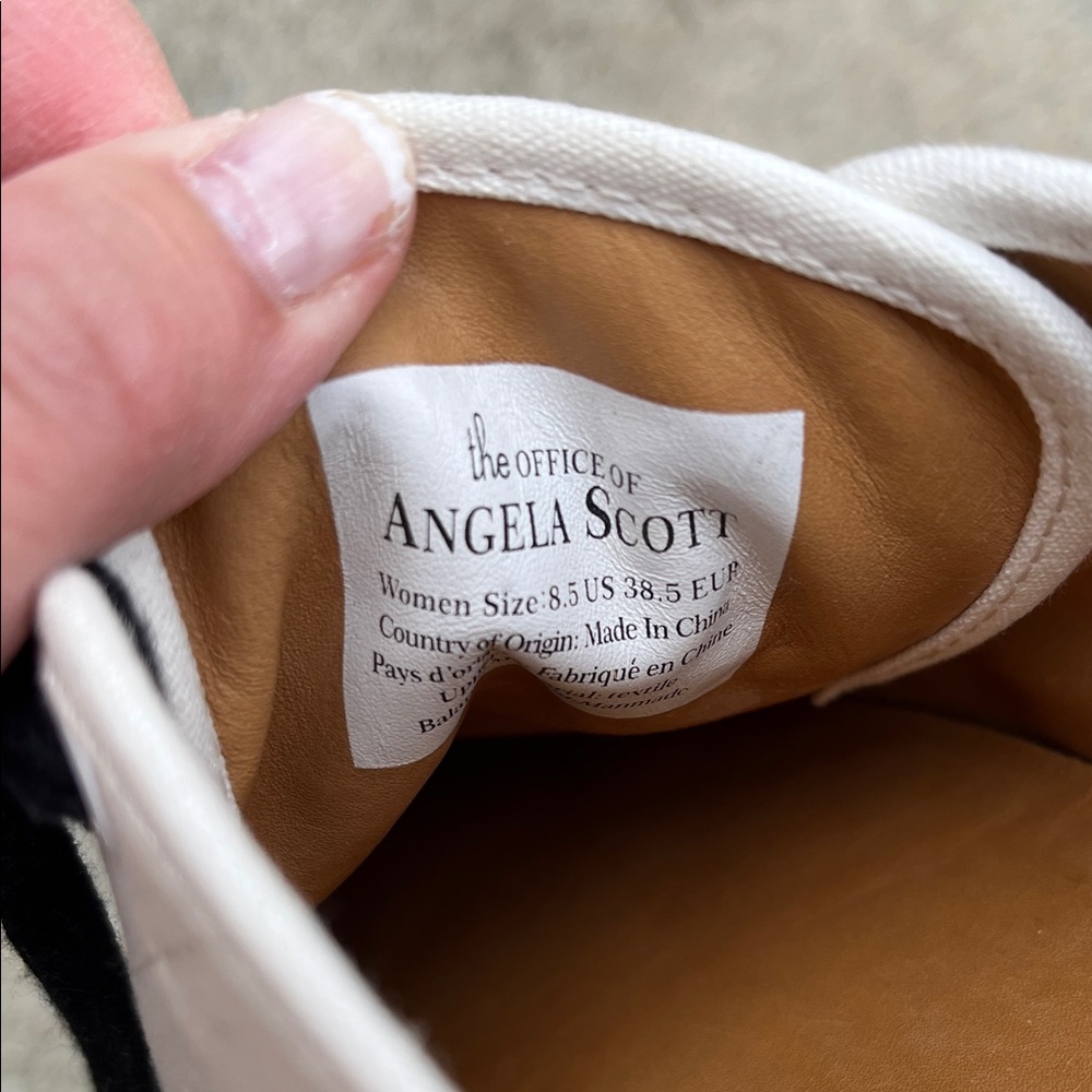Angela Scott White Canvas Sneakers with Black Accents - Picture 5 of 5